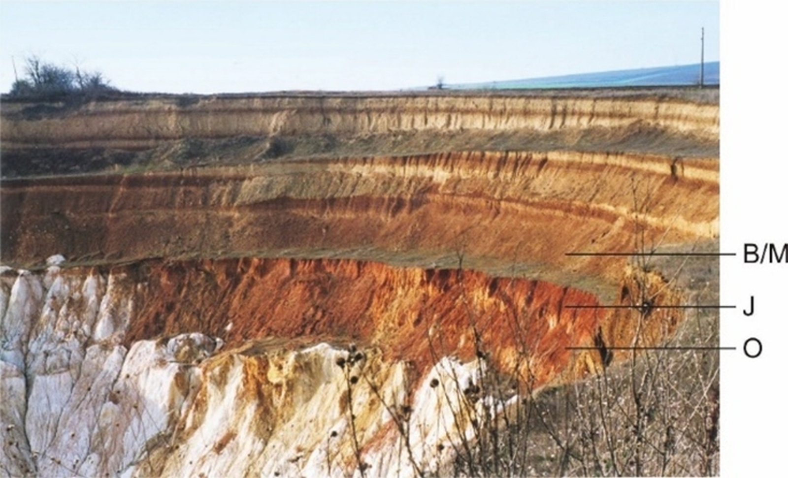 Az al-dunai lösz-paleosol feltárás felső részének mintegy 100 ezer éves lösz-paleosol ciklusai (Fotó: Kis É.)